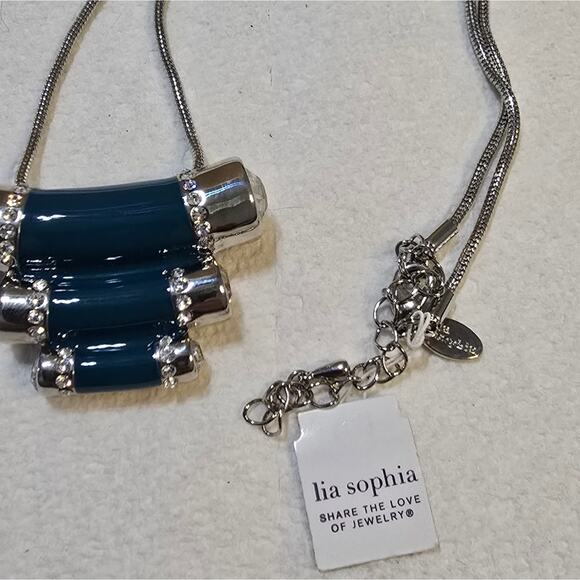 Lia Sophia Queue Turquoise‎ Enamel Jeweled Mandarin Necklace New - Picture 3 of 6